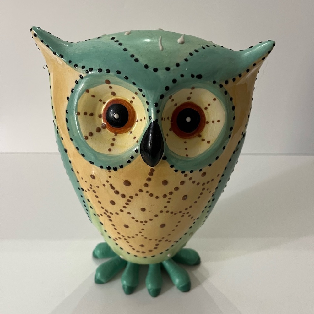 Whimsical Wobble Owl, Beautiful Green Owl, Farmhouse Vibe, Cottagecore